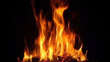 Fototapeta premium Flame of fire on black background