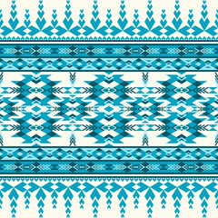a symmetrical geometric pattern in blue and white, resembling traditional textile designs. The intricate details include diamond shapes, zigzags, and ornamental borders. Vector ethnic native american