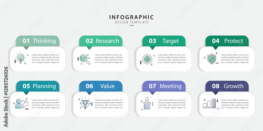 Poster timeline creator infographic template. 8 step timeline journey, calendar flat simple infographics de