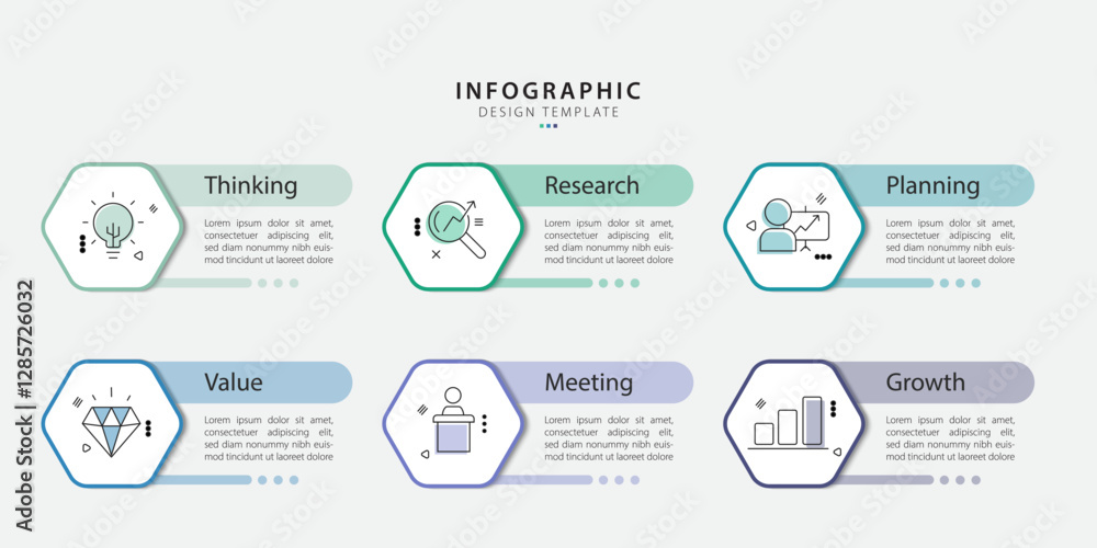 Poster Infographic template. 6 Step timeline journey, Flat simple infographics design template. presentation graph. Business concept with numbers 6 options or steps vector illustration.