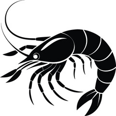 Silhouette of shrimp vector style illustration on white background. 
