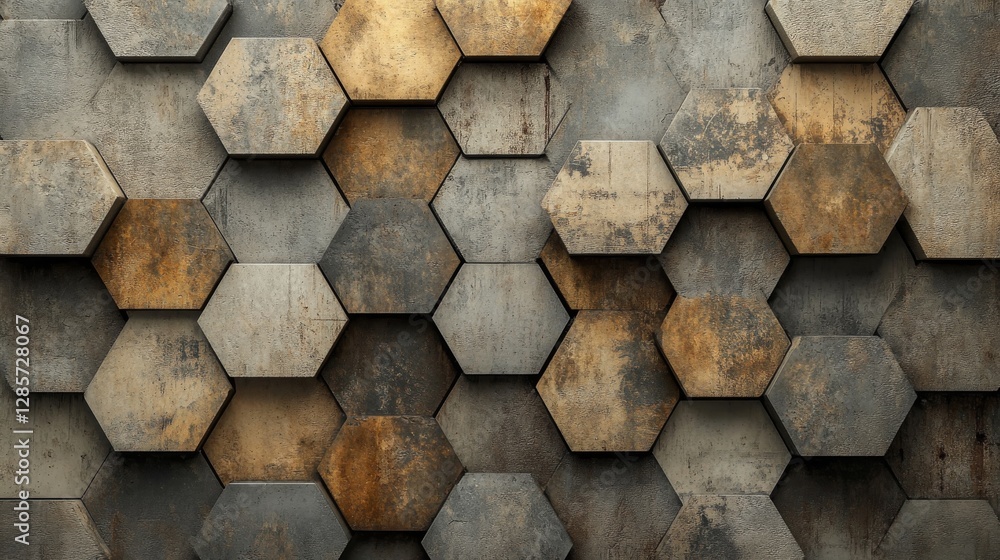 Poster a textured arrangement of hexagonal tiles showing natural color variations