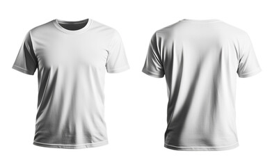 Blank Short sleeve t shirt mockup, white T-shirt front and back view, mock up design template isolated on transparent background