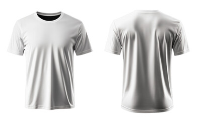 Blank Short sleeve t shirt mockup, white T-shirt front and back view, mock up design template isolated on transparent background