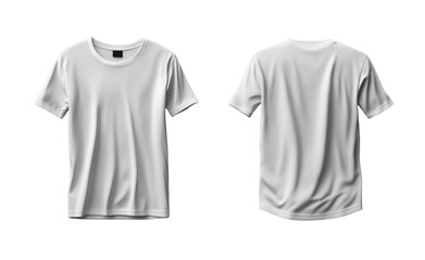 Blank Short sleeve t shirt mockup, white T-shirt front and back view, mock up design template isolated on transparent background