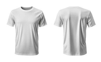 Blank Short sleeve t shirt mockup, white T-shirt front and back view, mock up design template isolated on transparent background
