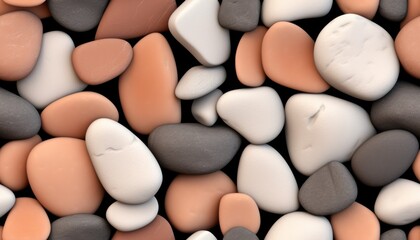 Close-up image with pebble stones solid surface. Seamless wallpaper background design template.