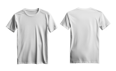Naklejka premium Blank Short sleeve t shirt mockup, white T-shirt front and back view, mock up design template isolated on transparent background