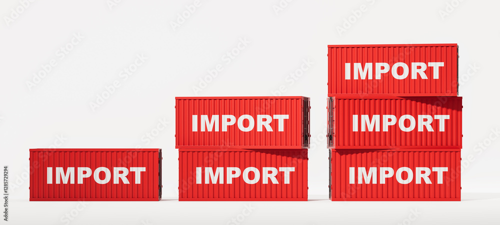 Poster red shipping containers labeled 