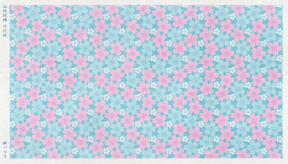 満開の桜を版画風に描いた、和モダンなおしゃれ和紙