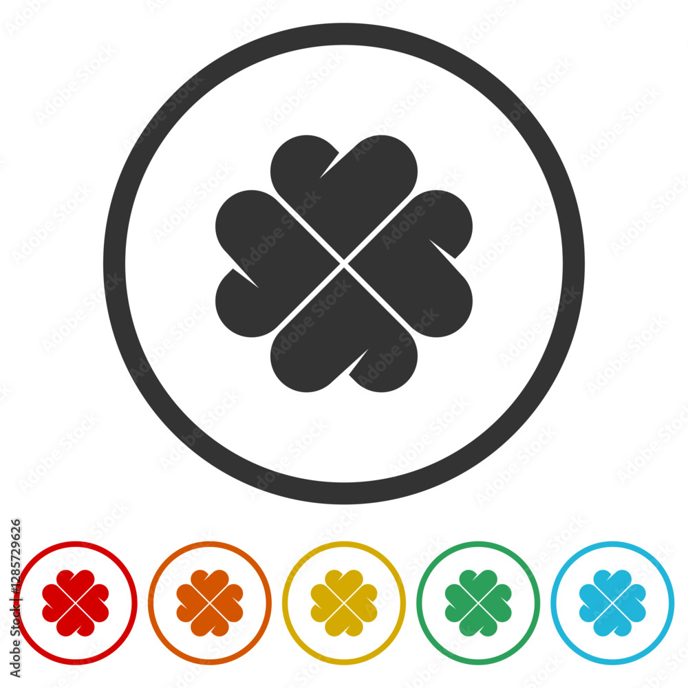 Poster clover leaves simple icon. set icons in color circle buttons