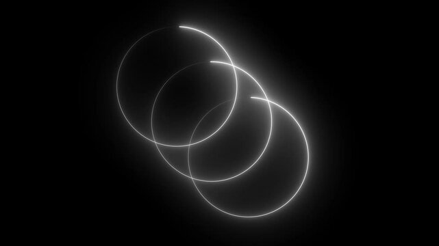 Abstract 3 circle Neon white color Electric Border Animation, Futuristic Electric Border Line Loop circle preloader icon