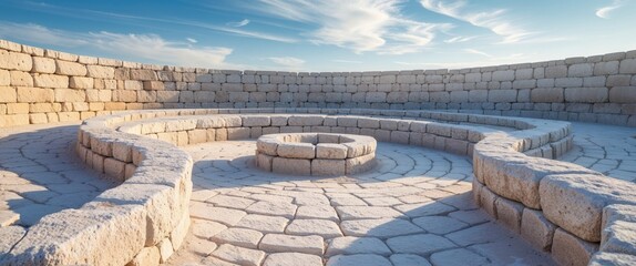 Mysterious ancient structure with concentric stone circles inviting exploration and reflection.