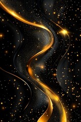 Obraz premium a black and gold background with stars and swirls