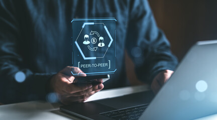 Secure peer-to-peer payment using digital hologram interface.