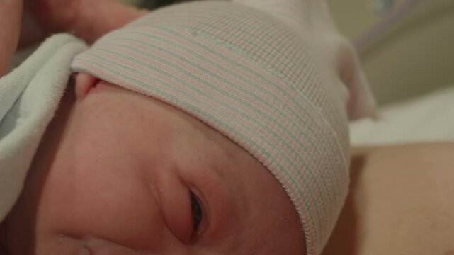 Mother Kissing New Born Baby on Forehead for the First time