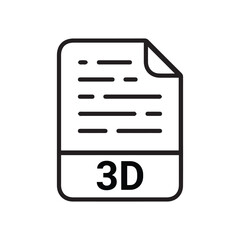 3D file icon set. 3D file type symbol. File 3D format icon in black filled and outlined style isolated on transparent background.