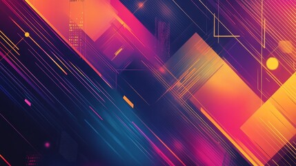 Geometric shapes with vibrant lines create a modern abstract background, perfect for a futuristic or hipster aesthetic.