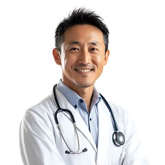 A Smiling Doctor Wearing White Coat and Stethoscope