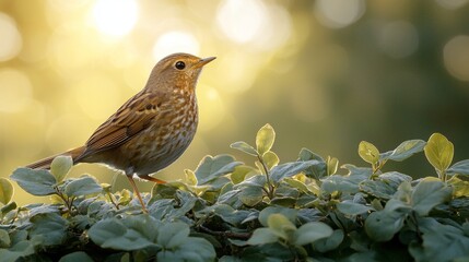 Obraz premium A small brown bird sitting on top of a bush