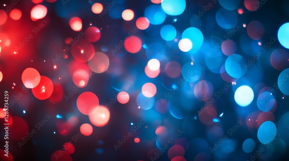 Poster shimmering blue and red colors create a stunning abstract background. the blurred lights form an eth