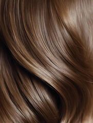 Fototapeta premium Close up of silky smooth brown hair texture with natural sheen and highlights : Generative AI