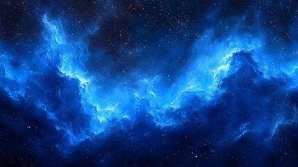 Obraz premium A blue nebula with stars in the background