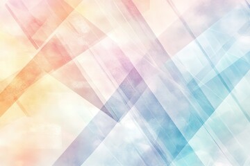 Fototapeta premium A light and airy abstract background featuring layered geometric patterns in pastel hues, including soft blues, peaches, and lavenders. The design includes subtle line art overlay.