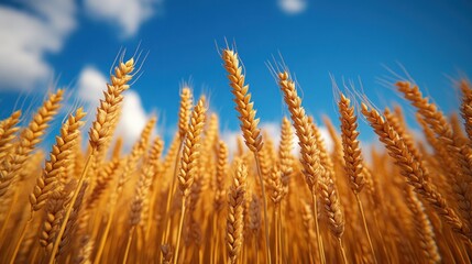 Fototapeta premium Golden wheat field under a bright sky