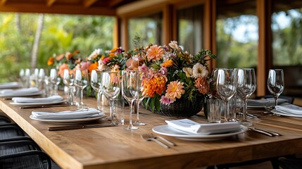 Outdoor dining table setting