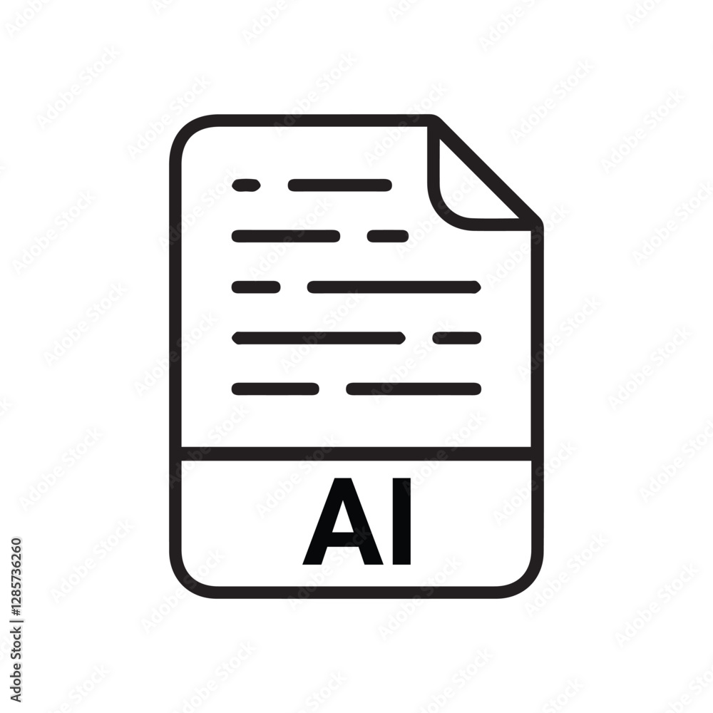 Poster ai file icon set. ai file type symbol. file ai format icon in black filled and outlined style isolat