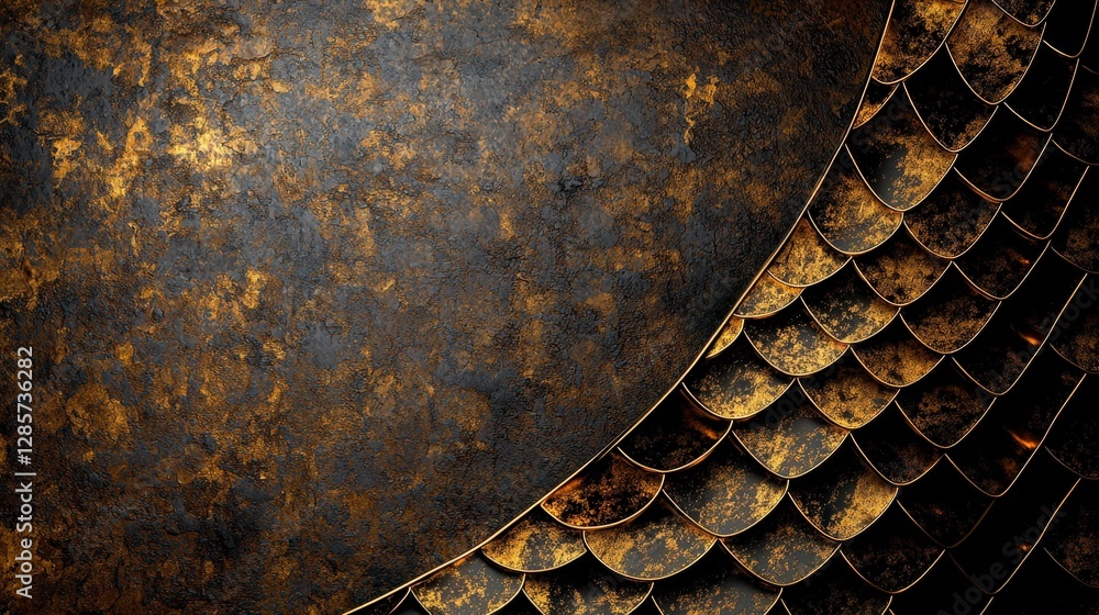 Poster golden textures and striplike kanok patterns abstract artwork in a cultural artistic environment