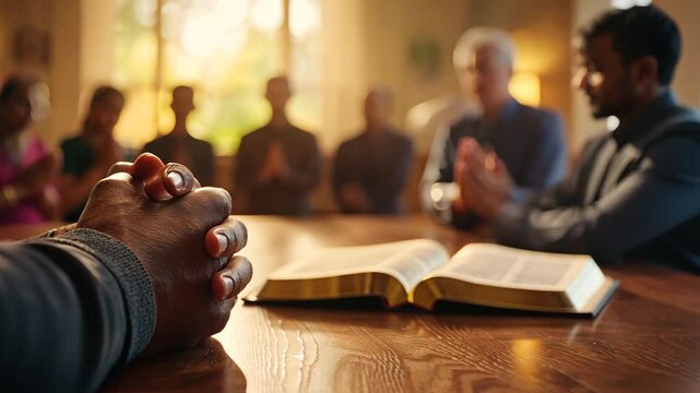 Gathering for Prayer and Unity Around a Bible Study Table