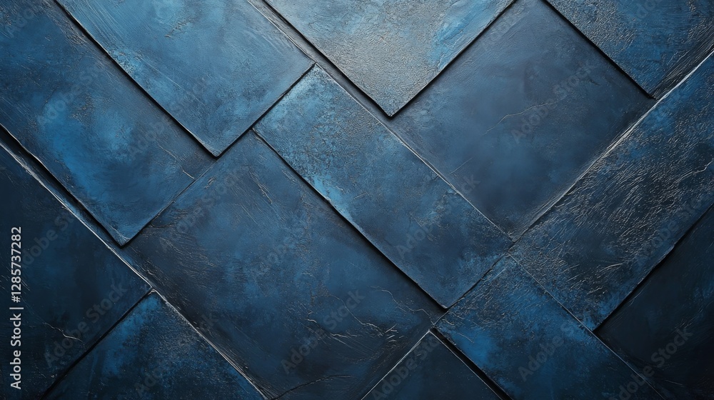 Poster abstract blue textured tiles arranged in diagonal repeating pattern
