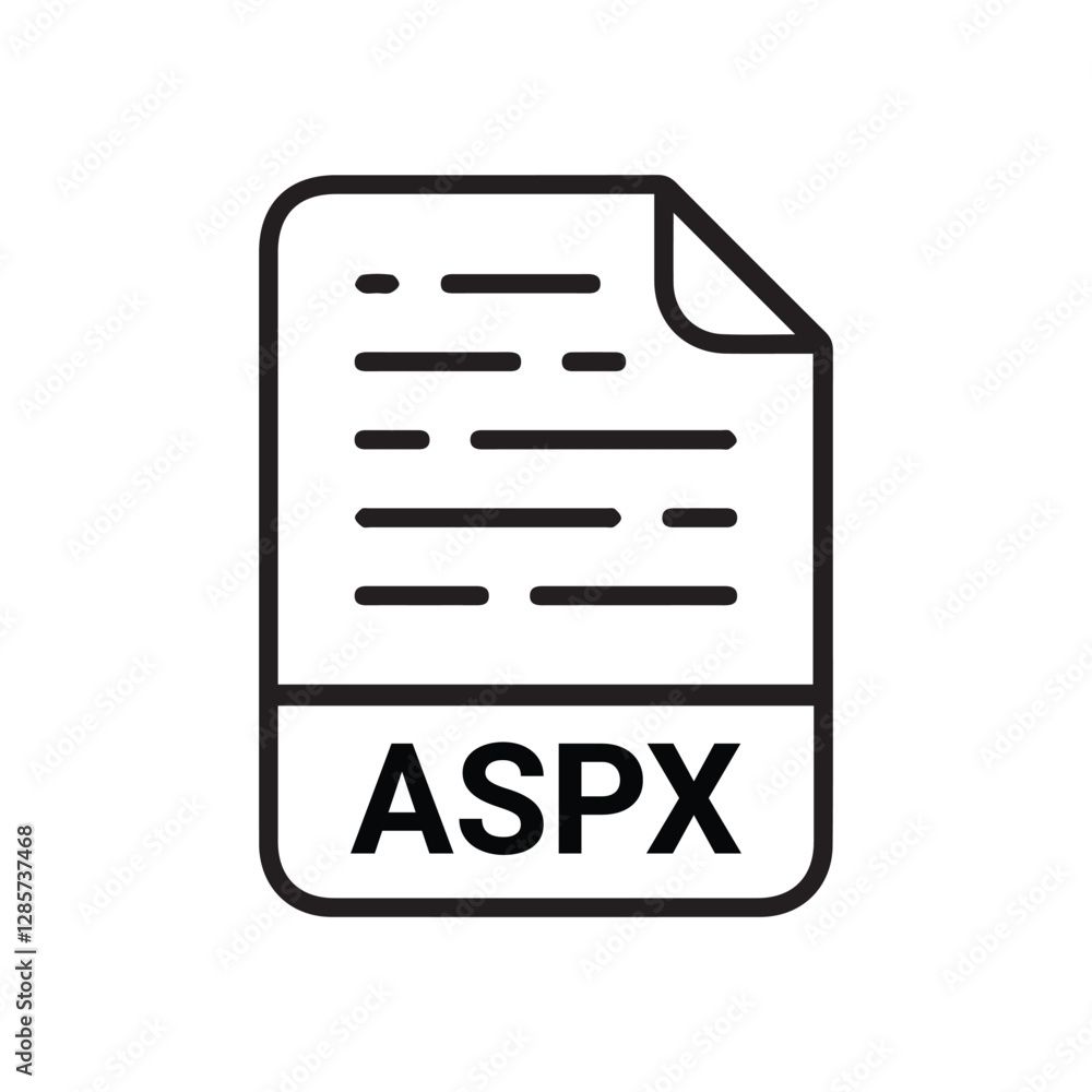 Poster aspx file icon set. aspx file type symbol. file aspx format icon in black filled and outlined style 