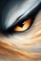 Naklejka premium A close up of an orange and black cat's eye
