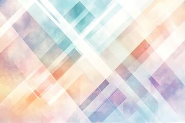 A light and airy abstract background featuring layered geometric patterns in pastel hues, including soft blues, peaches, and lavenders. The design includes subtle line art overlay.