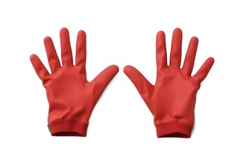 A pair of red rubber glovesA pair of blue latex glovesA pair of yellow cleaning glovesA pair of green gardening gloves