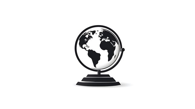 Simple Black and White Globe Illustration: A World of Exploration AI Generated