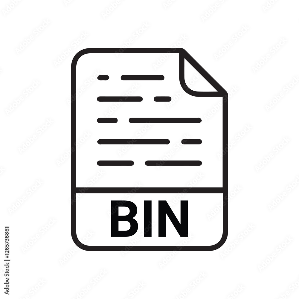 Poster bin file icon set. bin file type symbol. file bin format icon in black filled and outlined style iso