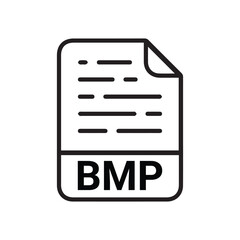 BMP file icon set. BMP file type symbol. File BMP format icon in black filled and outlined style isolated on transparent background.