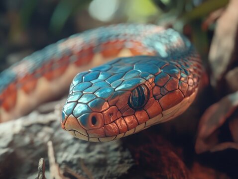 Venomous Python Snake in Habitat