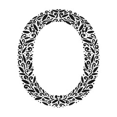 Floral botanical alphabet. Vintage hand drawn monogram letter O. Letter with plants and flowers. Vector lettering isolated on white