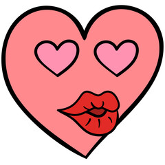 heart emoji in love send kiss or emotional face filled outline style