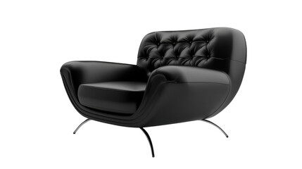 Obraz premium Sleek black armchair with modern design in minimalist setting