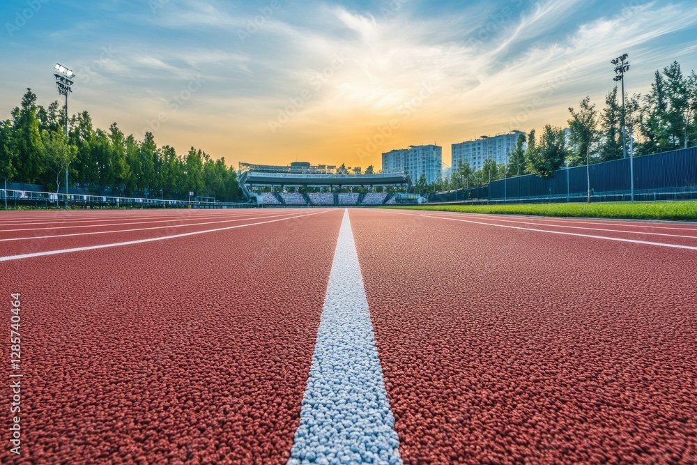 Poster clear pixel image of professional empty running track in stadium