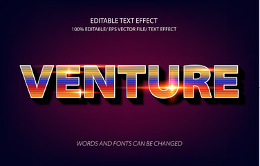 Venture editable text effect, 3D editable text.