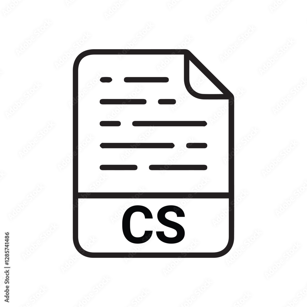 Aufkleber cs file icon set. cs file type symbol. file cs format icon in black filled and outlined style isolat