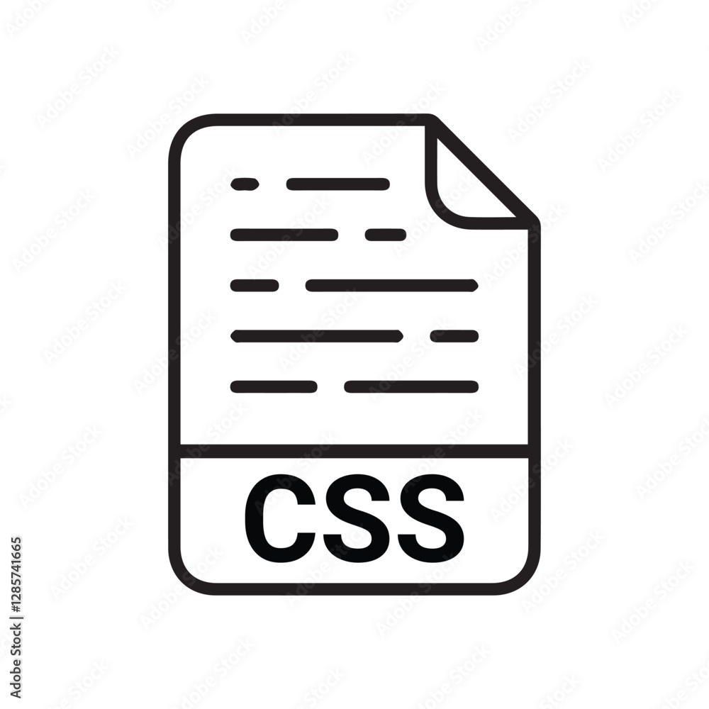 Poster css file icon set. css file type symbol. file css format icon in black filled and outlined style iso