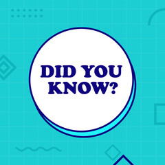 Did you know banner for education, business, advertising purpose. Vector illustration.